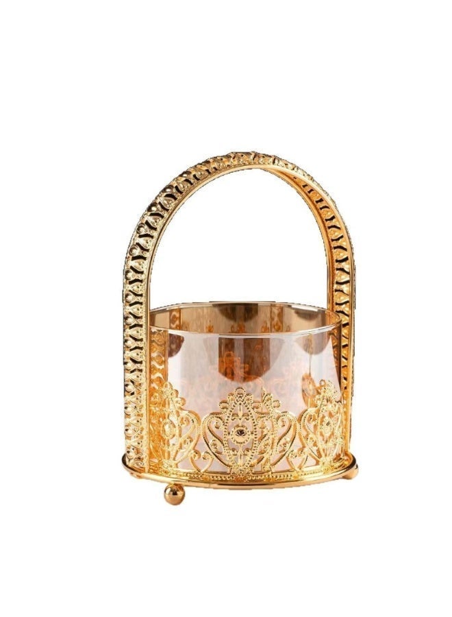 أولودينيز  علبة تخزين لرمضان زجاجية فاخرة بيد مزخرفة – حافظة ذهبية للحلويات أو التمر بغطاء ورقة الجنكو، مثالية للمناسبات - Image 5